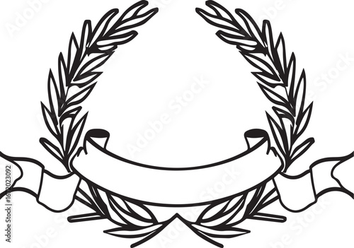 Elegant laurel wreath with blank ribbon for award or recognition