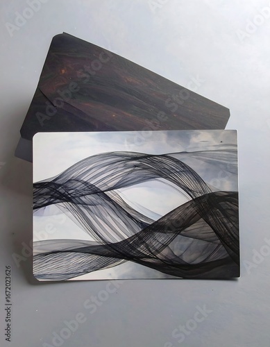 Abstract wavy lines on cards