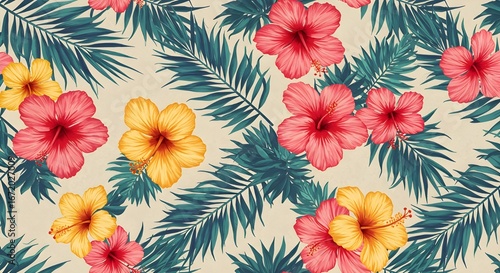 Ilustración botánica vívida sin costura