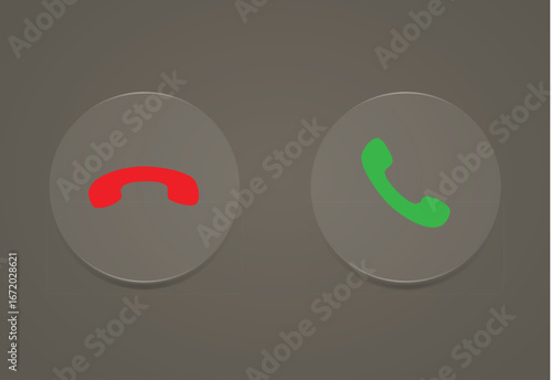 Decline and Answer Call 3d Icons phone call buttons illustration