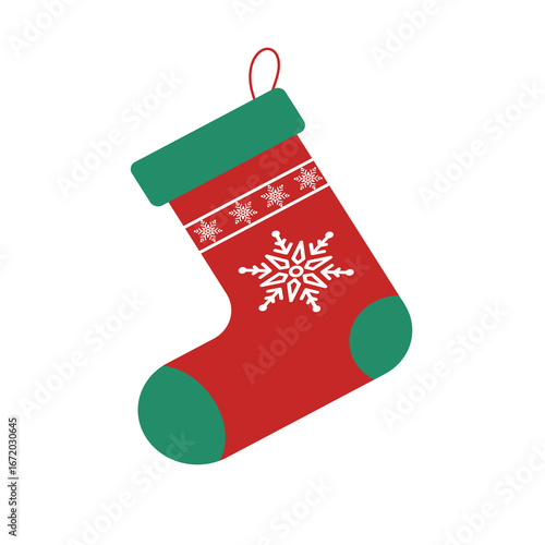 red christmas stocking with green accents clip art preview