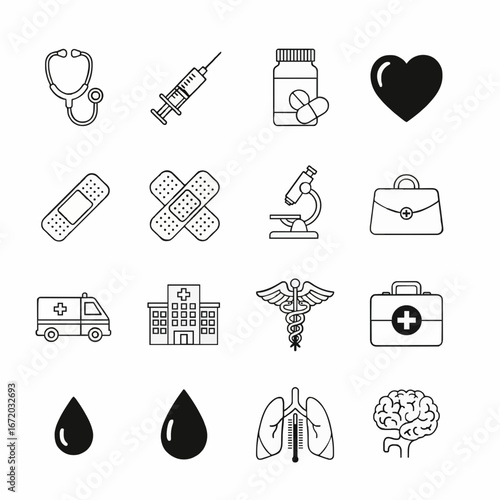 medical icons set