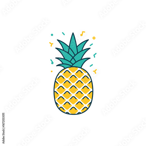 Isolated on a white background, this fresh, tropical pineapple is a healthy, sweet, and juicy fruit