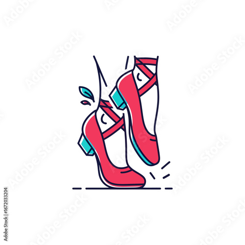 Vector illustration of a pair of female shoes for fashion and sports footwear design