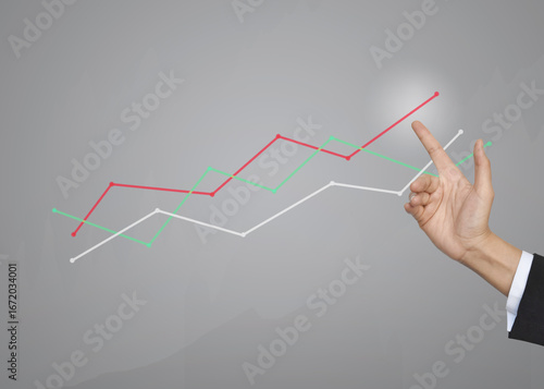 Wallpaper Mural Business hand touching growth graphs of financial indicator and accounting market economy analysis chart, business strategy concept. Torontodigital.ca