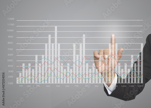 Wallpaper Mural Business hand touching growth graphs of financial indicator and accounting market economy analysis chart, business strategy concept. Torontodigital.ca