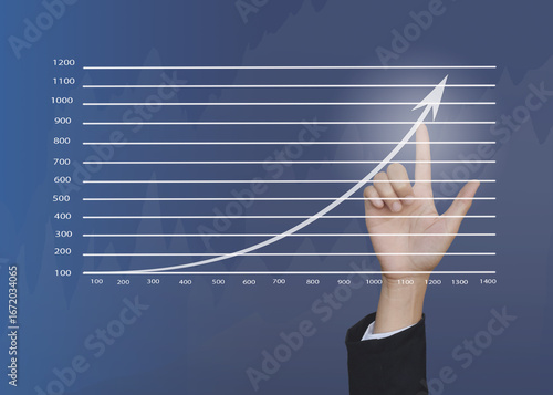 Wallpaper Mural Business hand touching growth graphs of financial indicator and accounting market economy analysis chart, business strategy concept. Torontodigital.ca