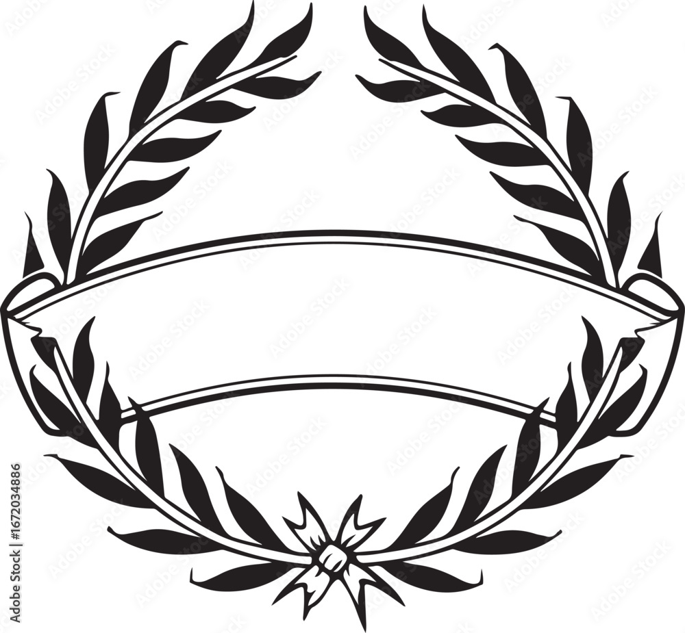 Fototapeta premium Classic laurel wreath banner empty space for text