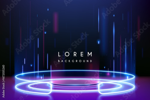 Neon circle stage with motion light effects