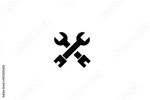 Crossed wrenches, indicating repair/maintenance or settings adjustment, studio background