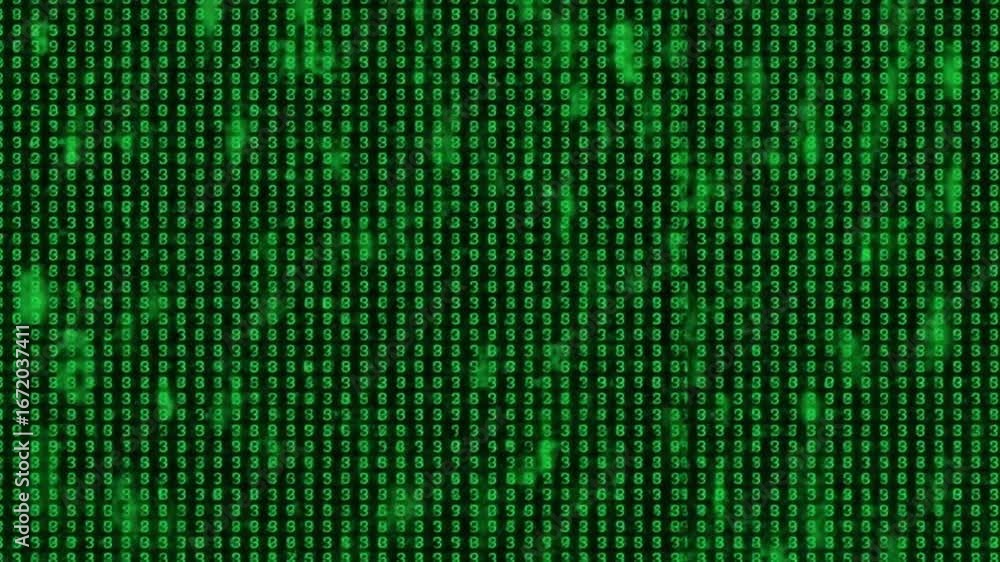 Closeup of Digital Binary Code Falling in Green Matrix Style Visual with Dynamic Motion Closeup of Digital Binary Code Falling in Green Matrix Style Visual with Dynamic Motion