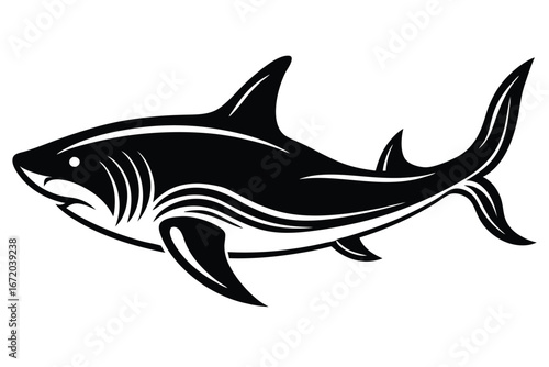 Dynamic shark silhouette majestic ocean predator swimming underwater wildlife art silhouette