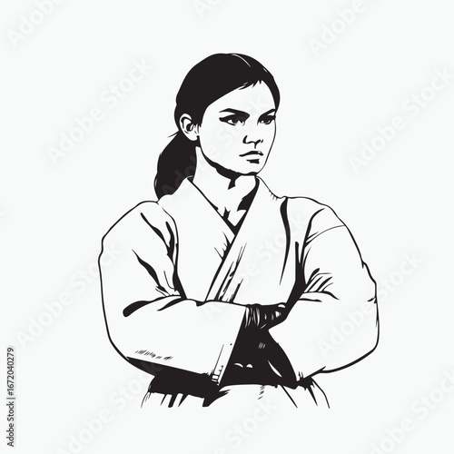 vector of a female judo athlete