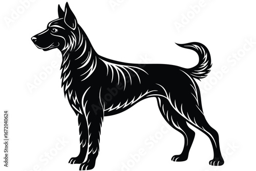 Alert standing dog silhouette loyal companion artistic outline art silhouette