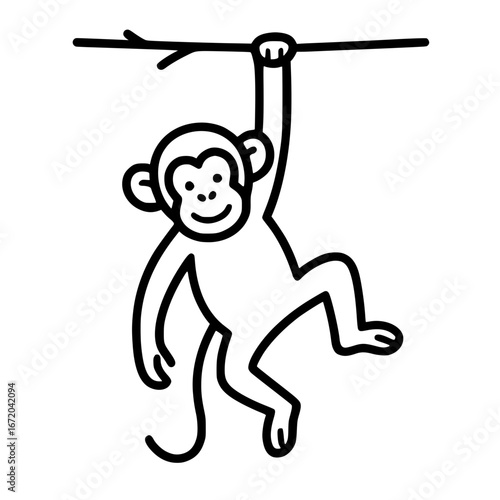 Monkey on Branch Line Icon 
