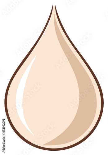 Single teardrop shape illustration in beige with brown outline