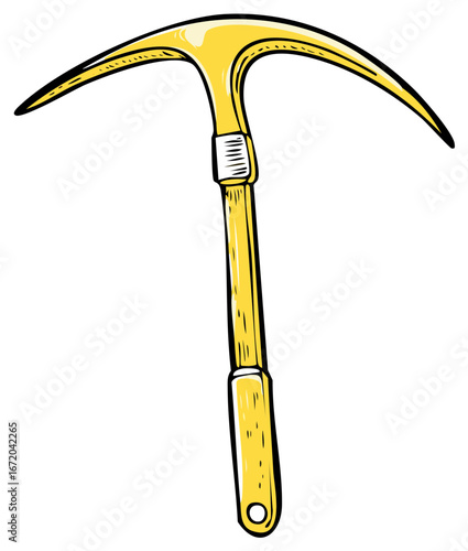 Illustrated pickaxe tool isolated on a white background