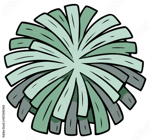 Cheerleading Pom Pom Vector Illustration Green and Gray Colors