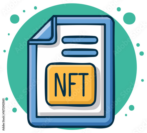 Digital Asset Illustration of a Non-Fungible Token File With Round Shapes