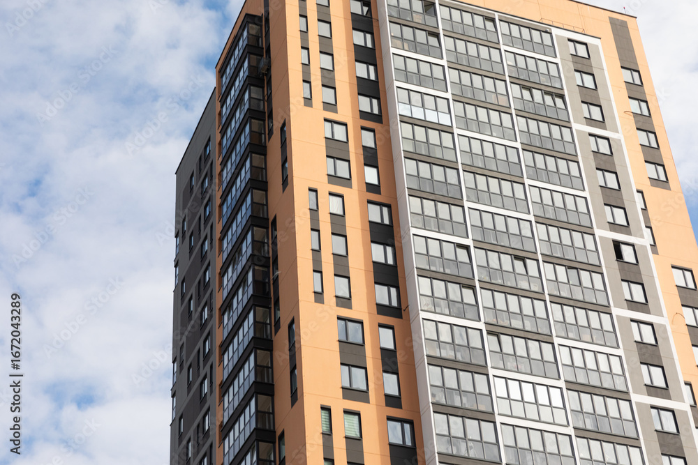 Fototapeta premium High-rise apartment buildings in a residential area showcasing urban living and modern architecture