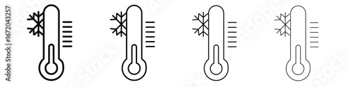 Thermometer cold icons. line strokes simple icons