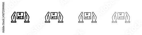 Safe delivery icons. line strokes simple icons