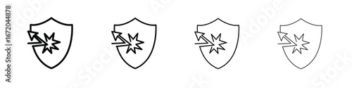 Protection from attack icons. line strokes simple icons