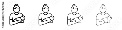 Postnatal care icons. line strokes simple icons