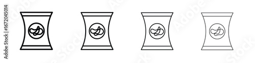 Potato chips icons. line strokes simple icons