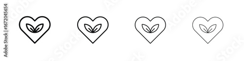 Natural love icons. line strokes simple icons