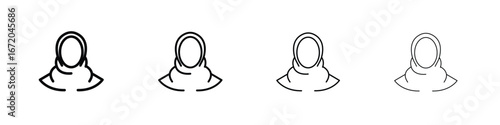 Muslim women icons. line strokes simple icons