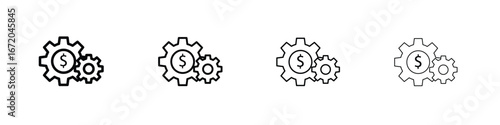 Money processes icons. line strokes simple icons