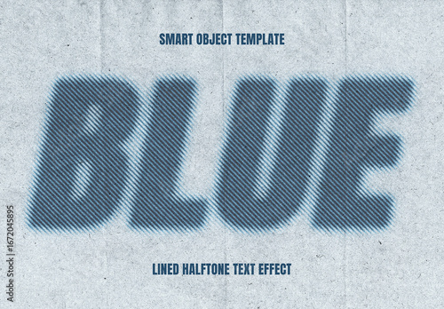 Blue Lined Halftone Text Effect Mockup