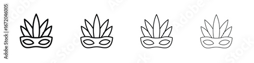 Mask for brazil carnival celebration icons. line strokes simple icons