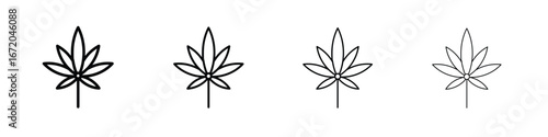Marijuana icons. line strokes simple icons