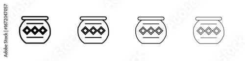 Indian pot icons. line strokes simple icons