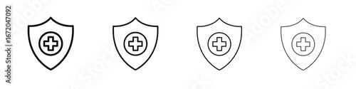 Immune guard icons. line strokes simple icons