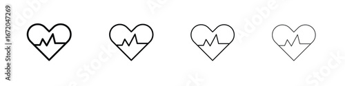 Heartbeat icons. line strokes simple icons