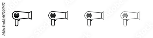 Hair dryer icons. line strokes simple icons