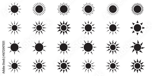 sunset, sunrise icon set vector on white background.