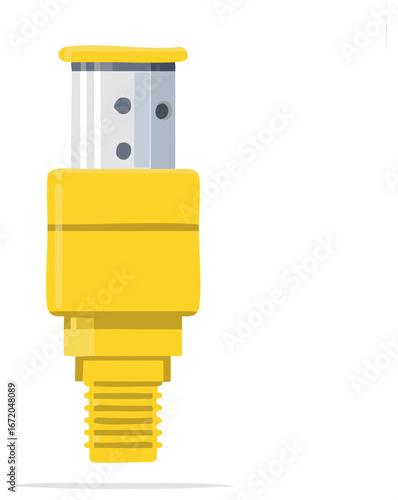 Yellow industrial quick connect fitting for pneumatic systems and air hose connections vector illustration
