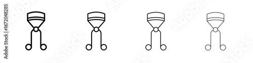 Eyelash curler icons. line strokes simple icons