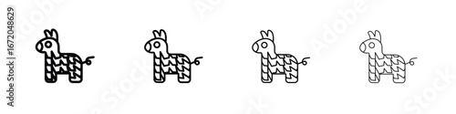 Donkey pinata icons. line strokes simple icons