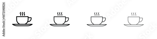 Cup of coffee icons. line strokes simple icons
