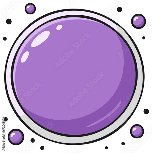 Shiny purple bubble or abstract sphere with highlights in a cartoon style illustration