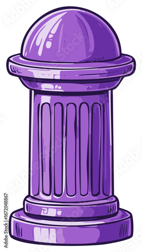 Stylized Purple Bollard Pillar Security Post Isolated Graphic Design Element