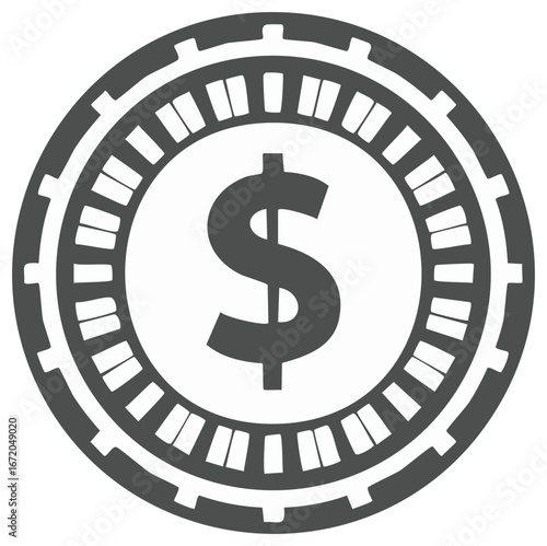 Digital currency symbol dollar on gear like coin