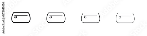 Cosmetic bag icons. line strokes simple icons