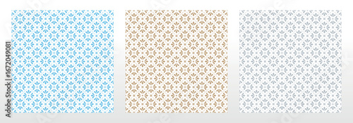 Collection of flower geometric patterns. Seamless vector backgrounds. Colored ornaments. Ornament for fabric, wallpaper, packaging. Decorative prints