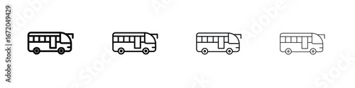 Bus coach icons. line strokes simple icons